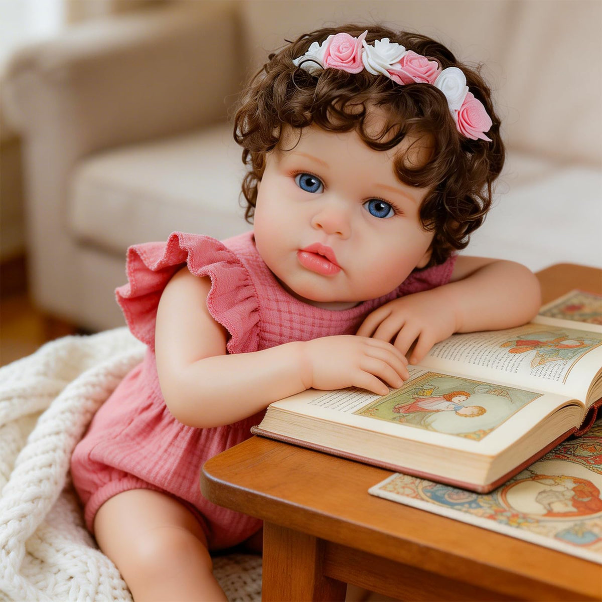 20 Inch Reborn Baby Dolls Girl with Curly Rooted Hair A305