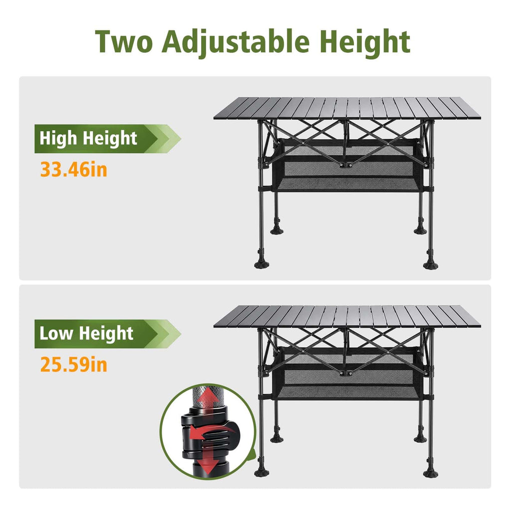 Large Folding Camping Table Adjustable Height M3659