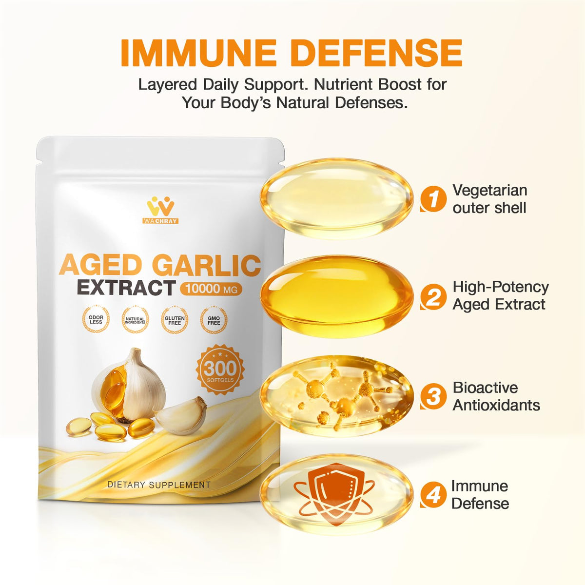 Odorless Garlic Extract Softgels 10000mg 300 Count P608516