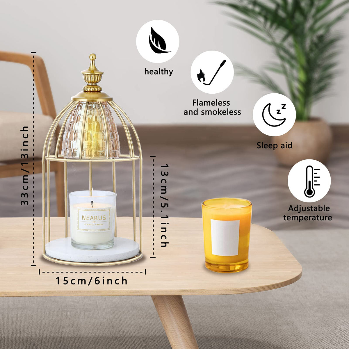 Candle Warmer Lamp with Marble Base and Timer H685