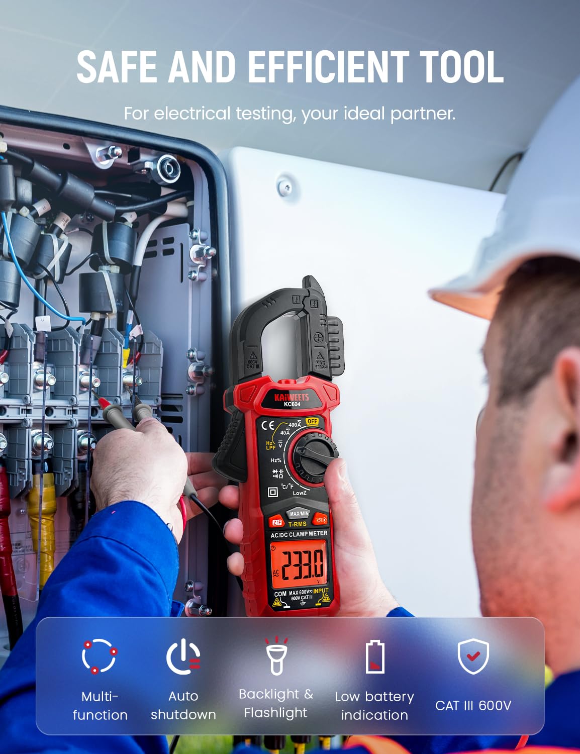 Digital Clamp Meter Multimeter with D-Shaped Jaw F37355