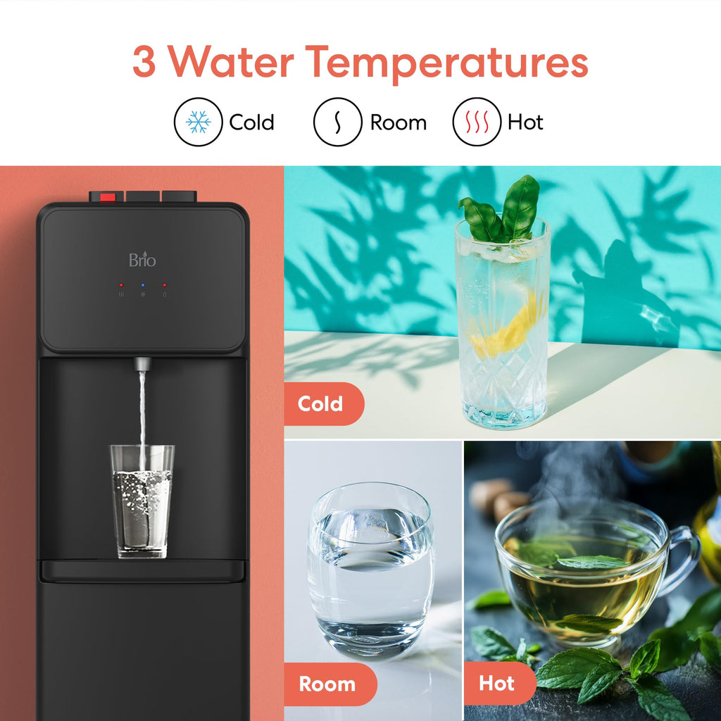 Bottom Load Water Cooler Dispenser, 5 Gallon, Black M914285
