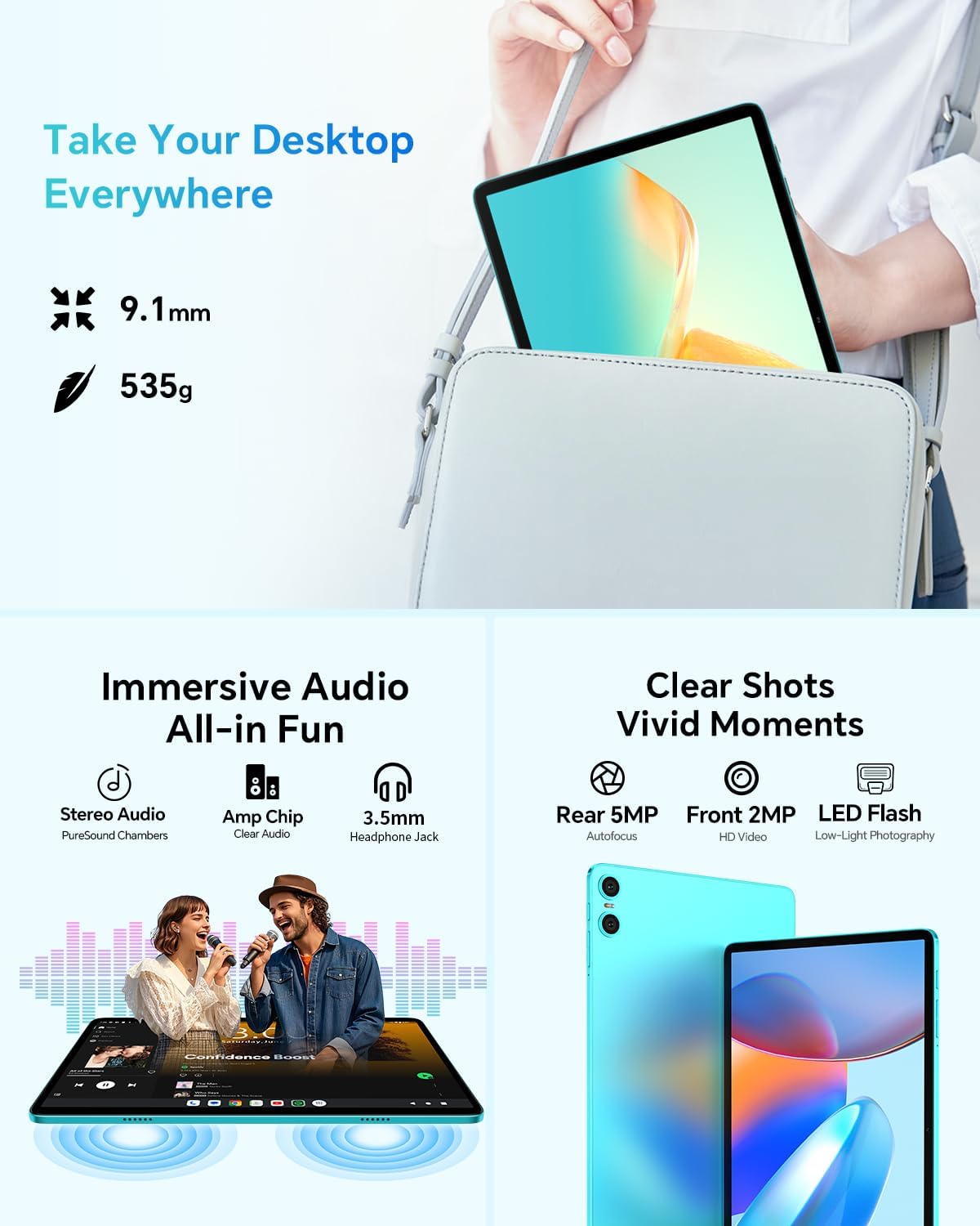 10.1" Android 2-in-1 Tablet Bundle with Keyboard Mouse Case H1207
