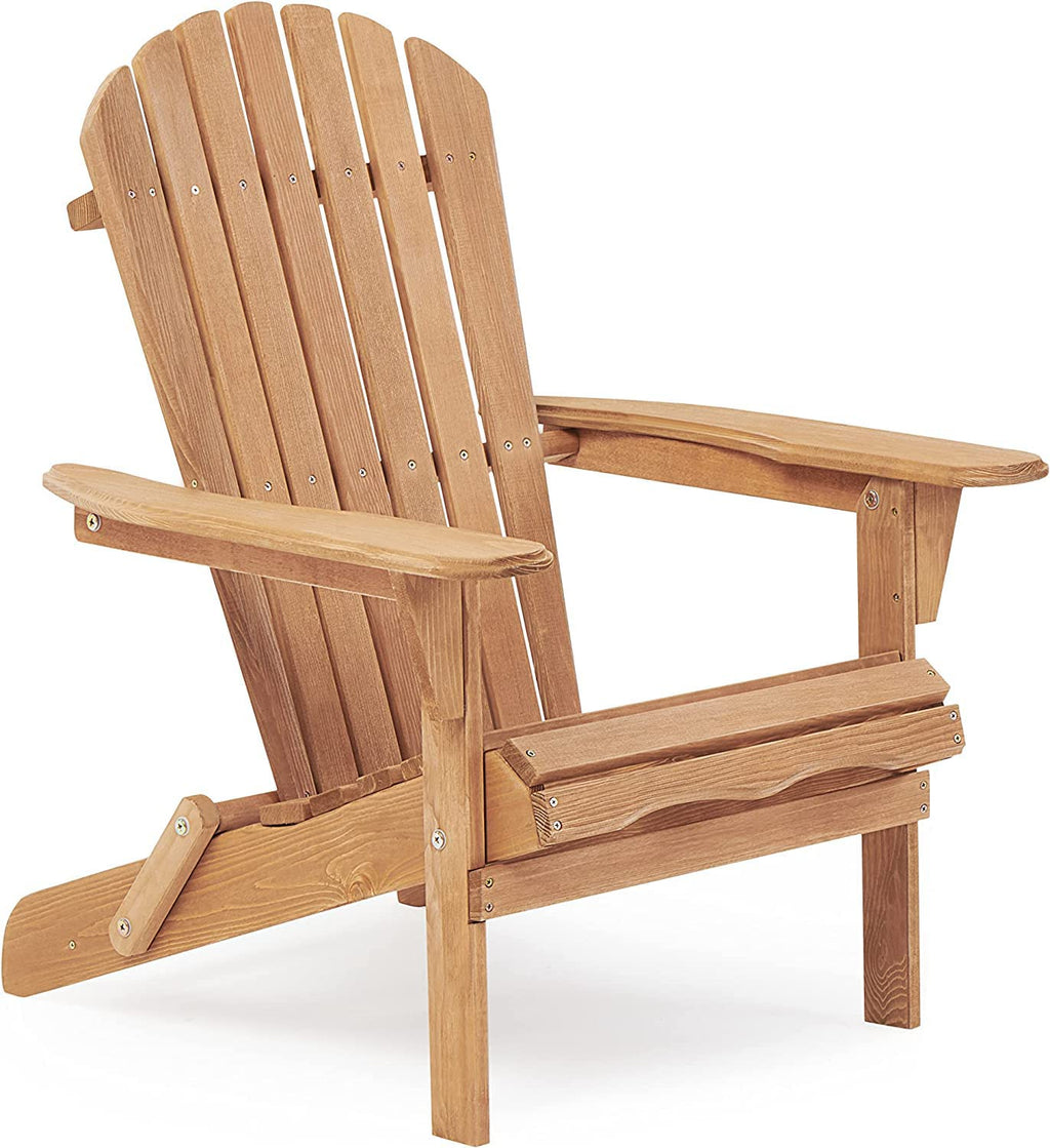 Wooden Folding Adirondack Chair Set of 2 Solid Cedar Light Brown T92375
