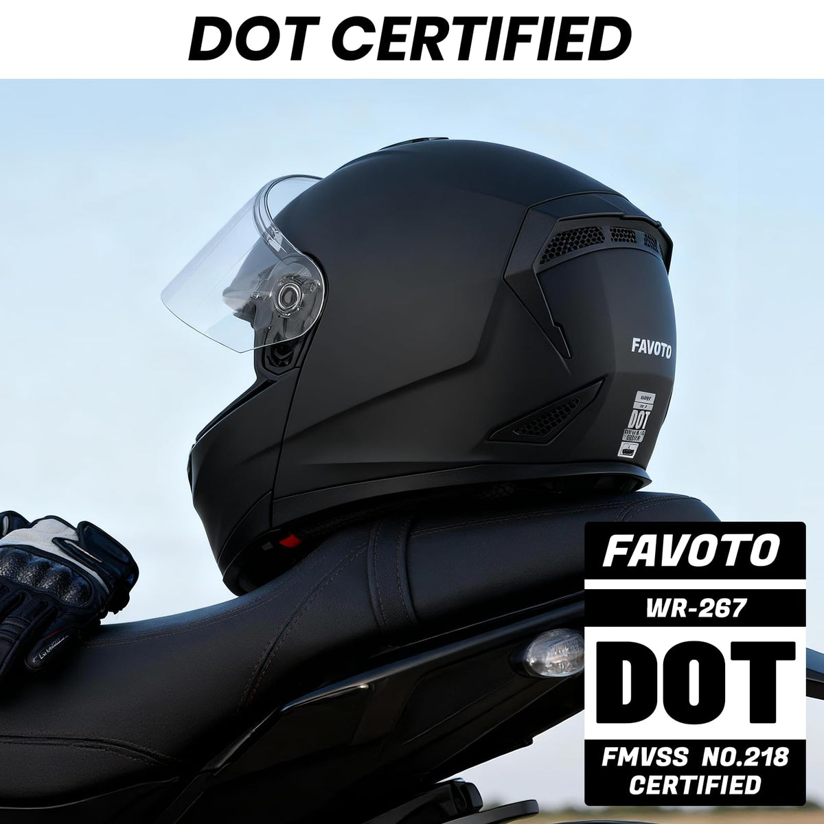 Modular Flip Up Motorcycle Helmet with Dual Visor J97384