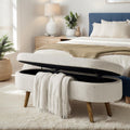 43.5" Beige Linen Storage Ottoman Bench P68017