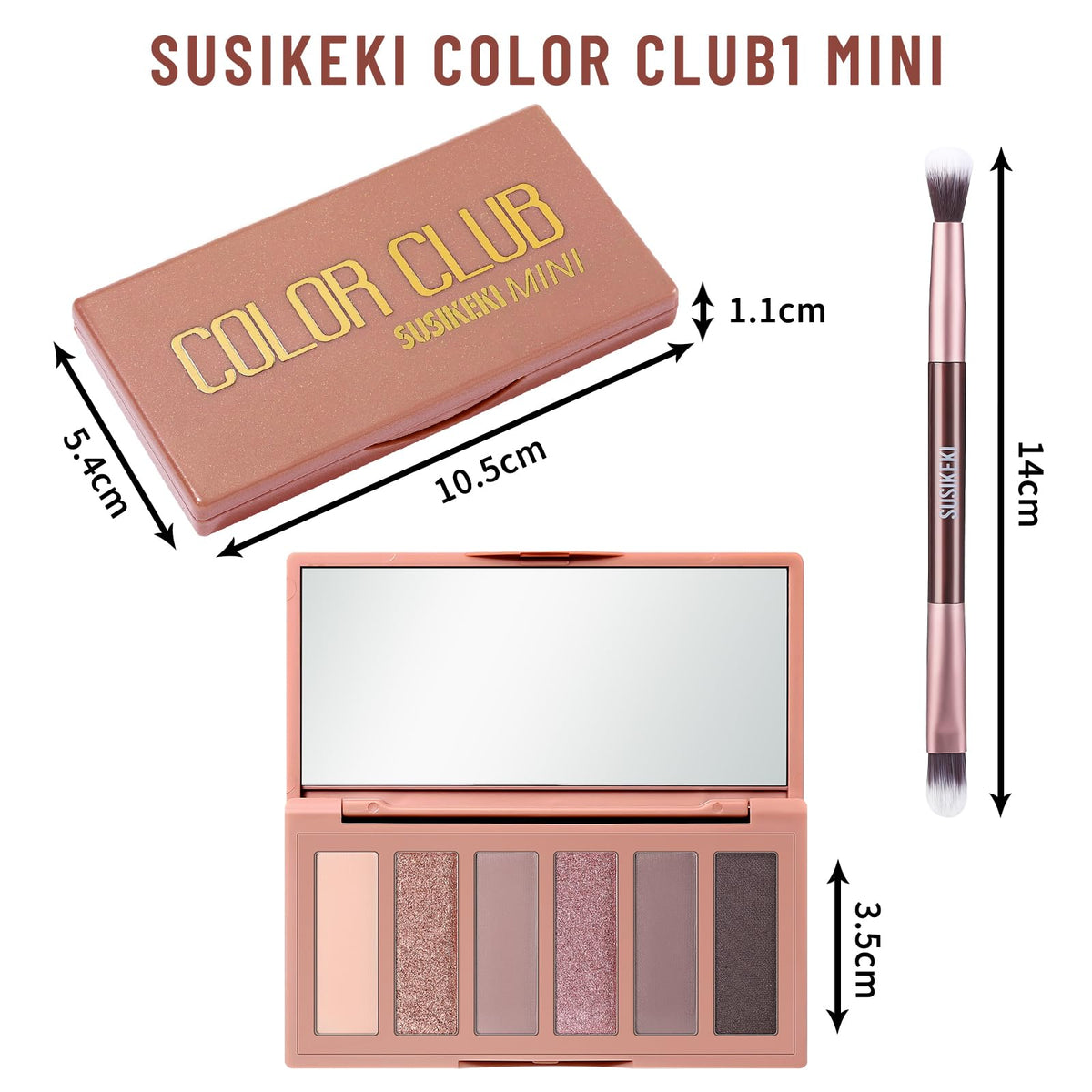 6-Color Matte and Shimmer Eyeshadow Palette with Brush A295130