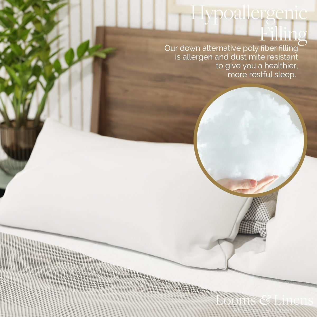 King Size Pillows Set of 2 20 x 36 Hypoallergenic Down Alternative Pillow Inserts A651109