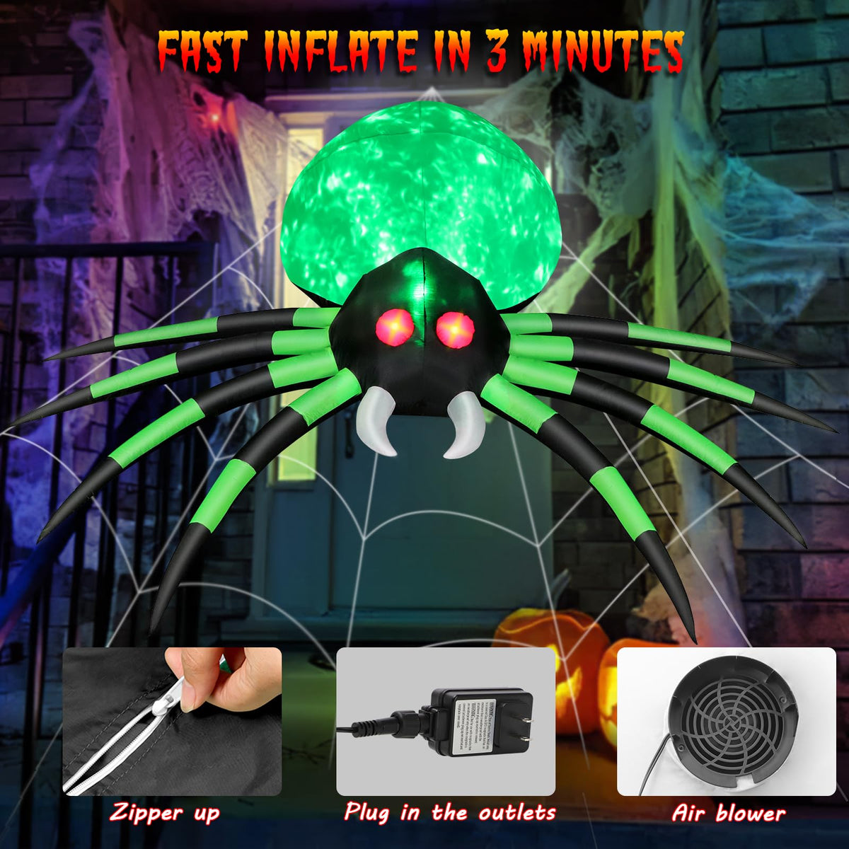 12 FT Halloween Inflatable Spider Outdoor Decoration T850