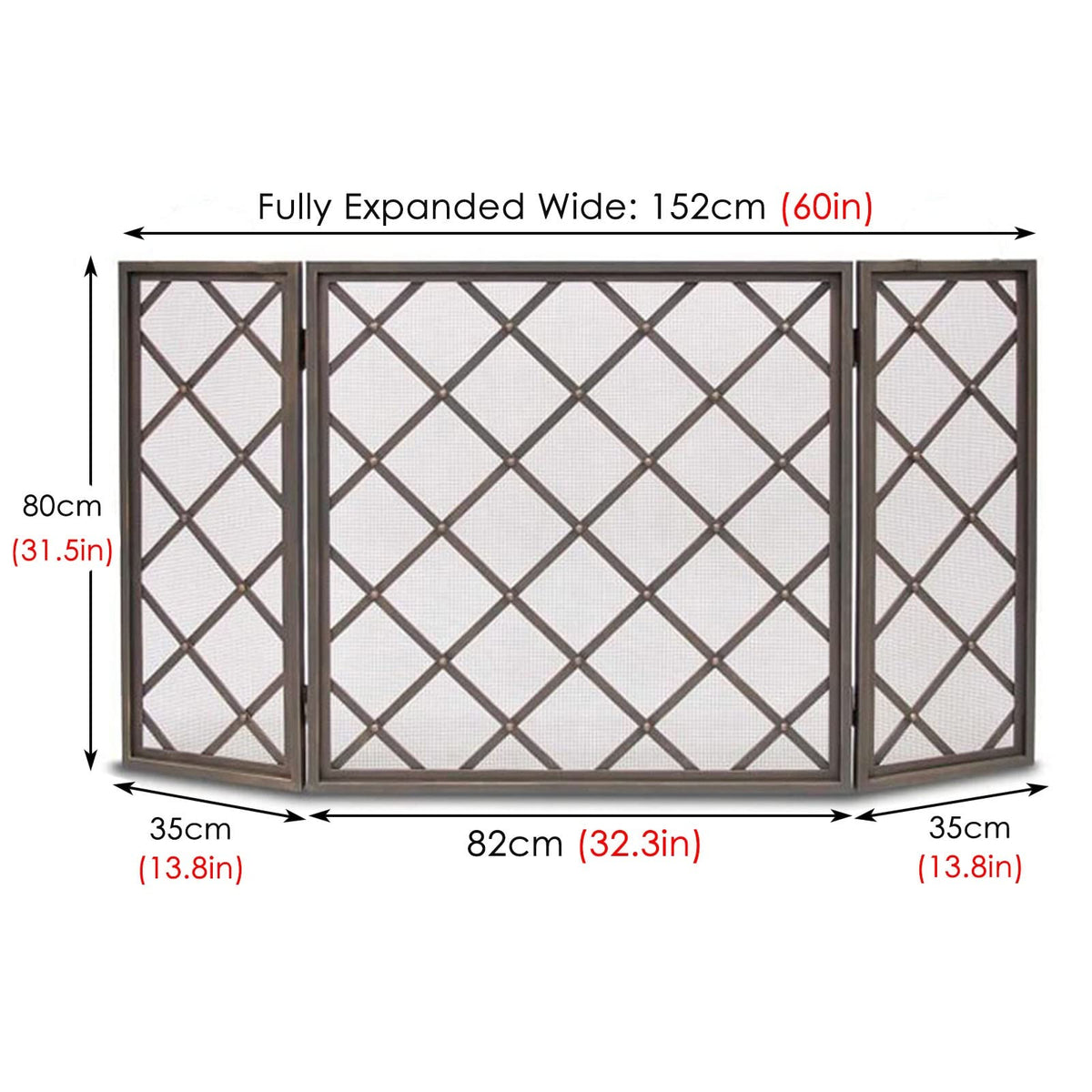 60 Inch Black 3 Panel Fireplace Screen T335346