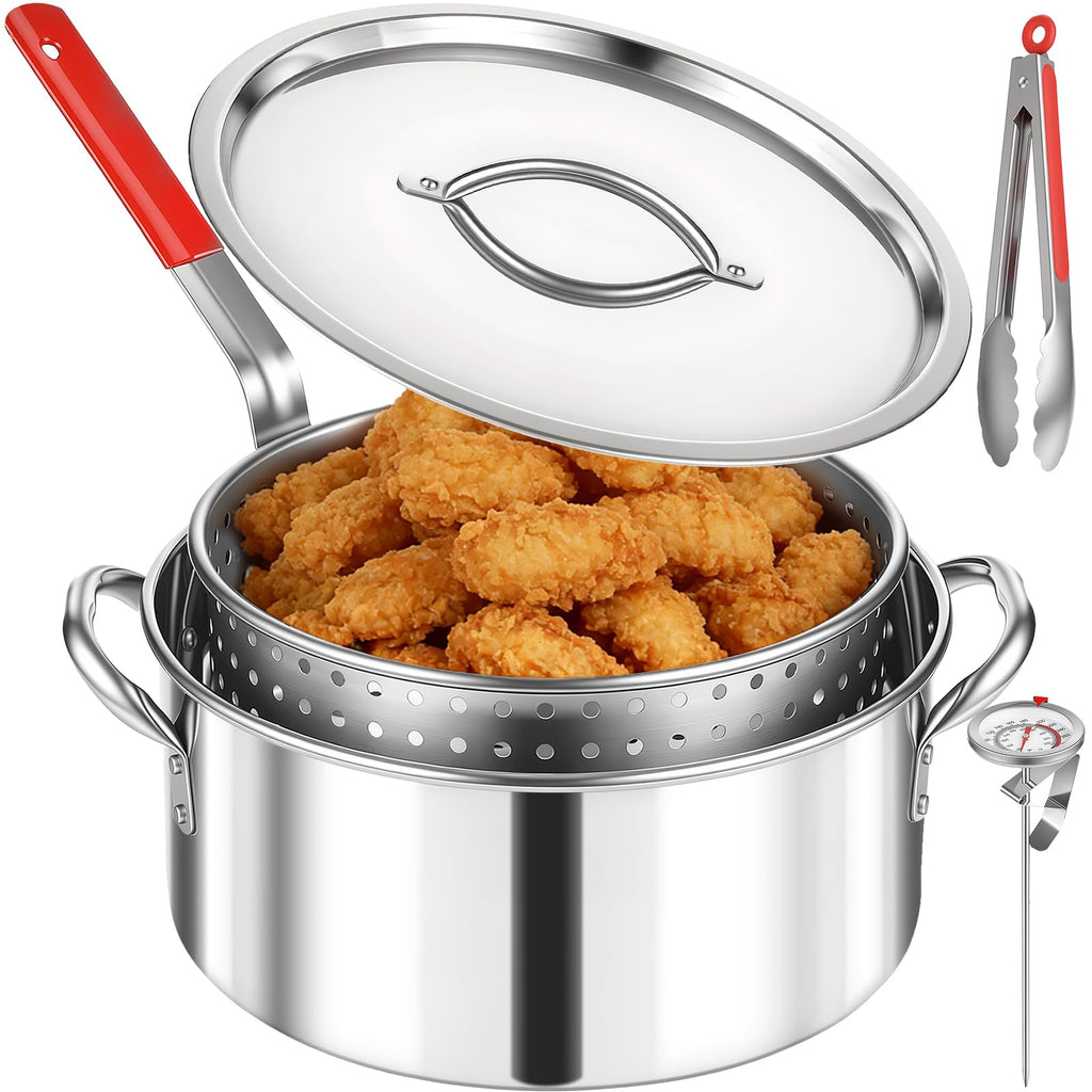10 QT Stainless Steel Deep Fryer Pot with Basket F10516