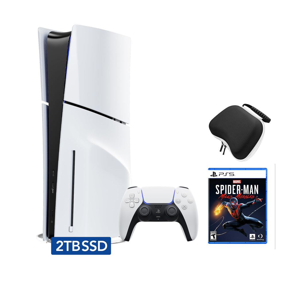 White 2TB SSD PlayStation 5 Slim Disc Gaming Console Bundle with Wireless Controller Y57383