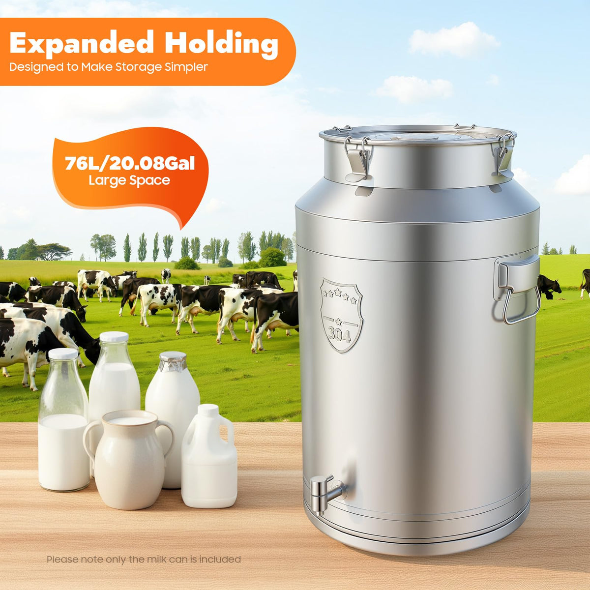 304 Stainless Steel 76L Sealed Bucket with Faucet B6623