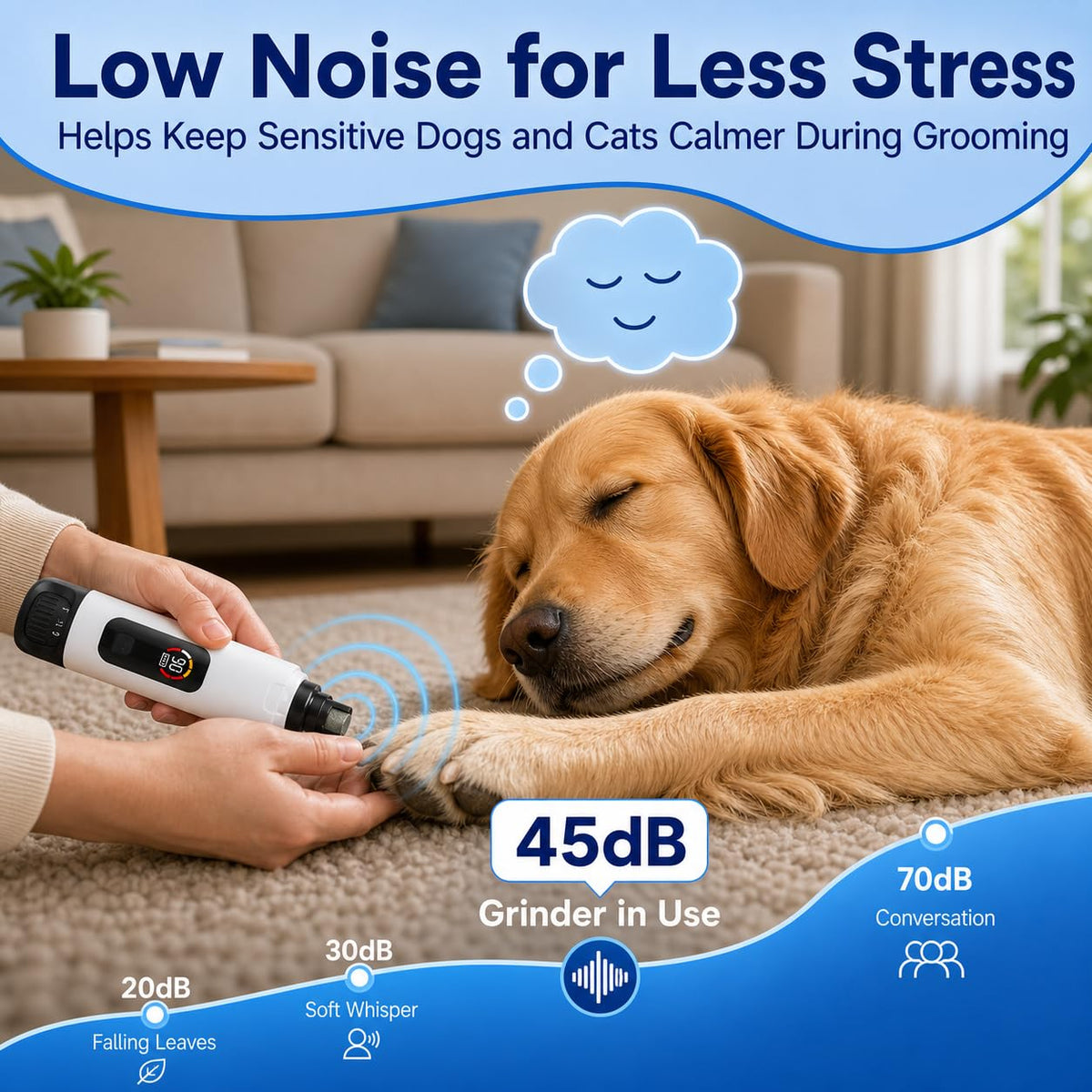 6-Speed Electric Pet Nail Grinder with LED Lights F410