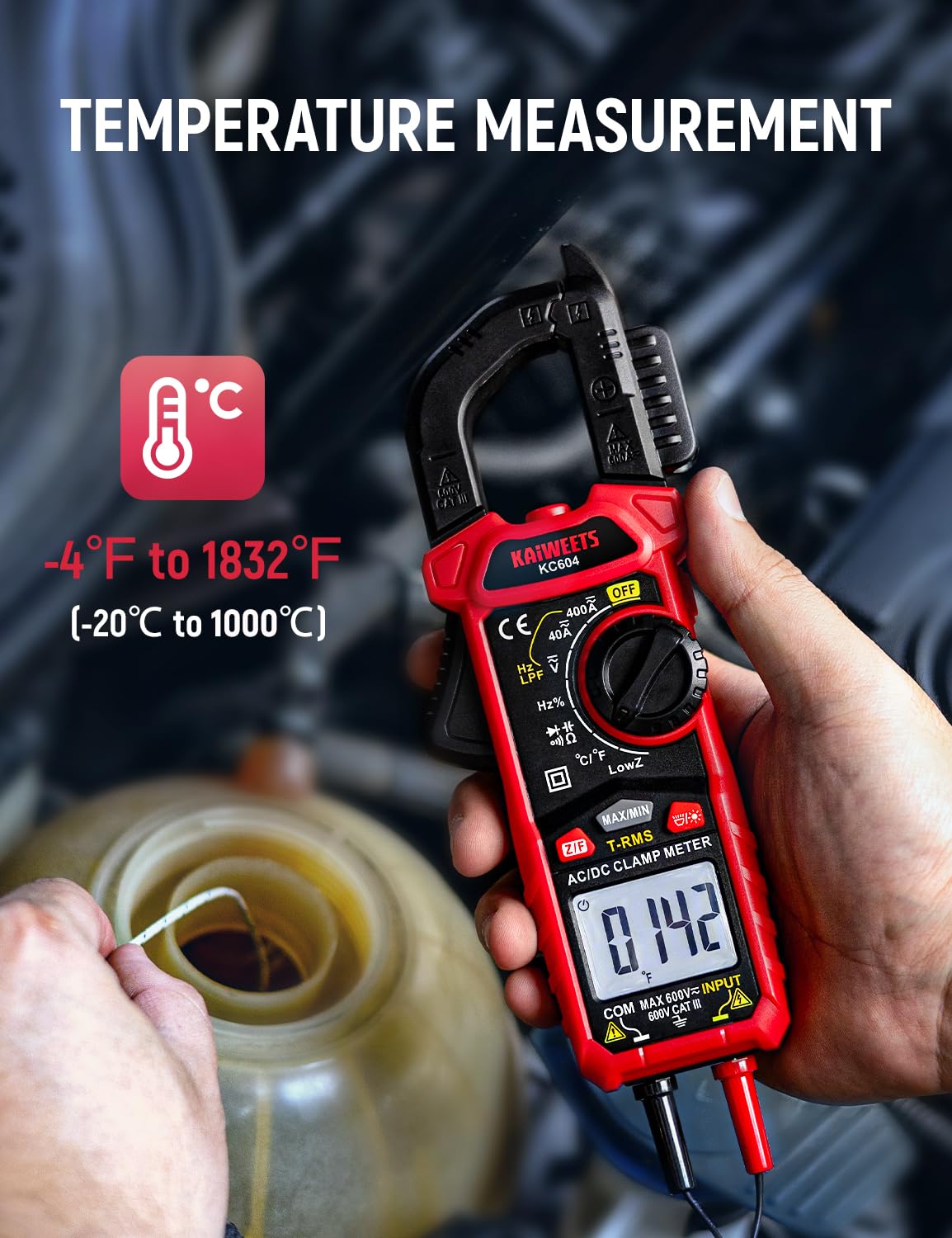 Digital Clamp Meter Multimeter with D-Shaped Jaw F37355