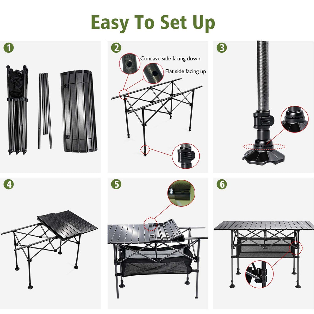 Large Folding Camping Table Adjustable Height M3659