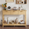 47.2" Narrow Console Table with 3 Drawers & Charging Station, Oak V64862