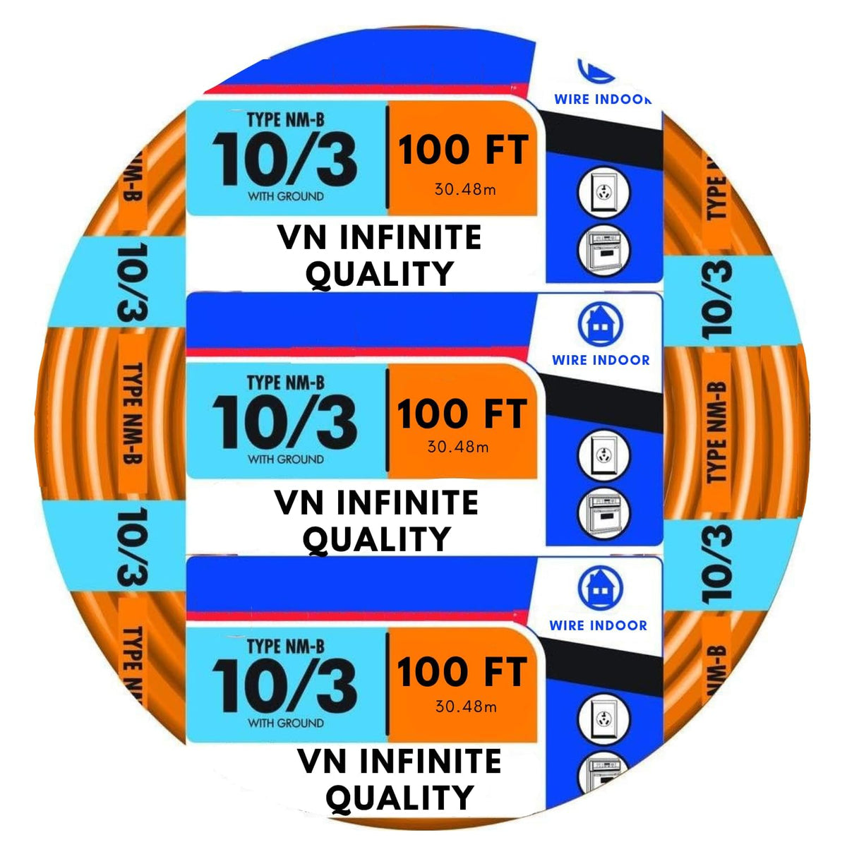 Orange 100 Ft NM-B Sheathed Cable W331729