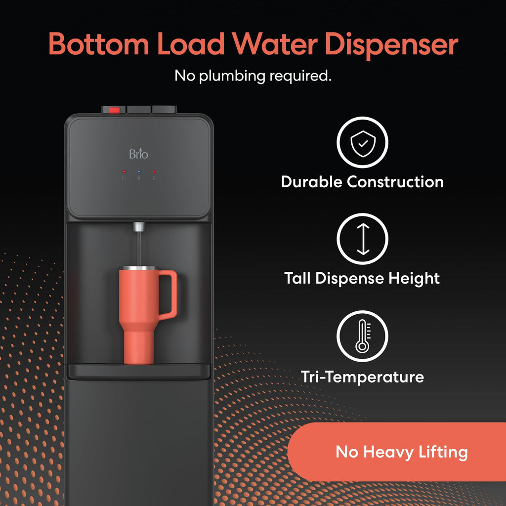 Bottom Load Water Cooler Dispenser, 5 Gallon, Black M914285