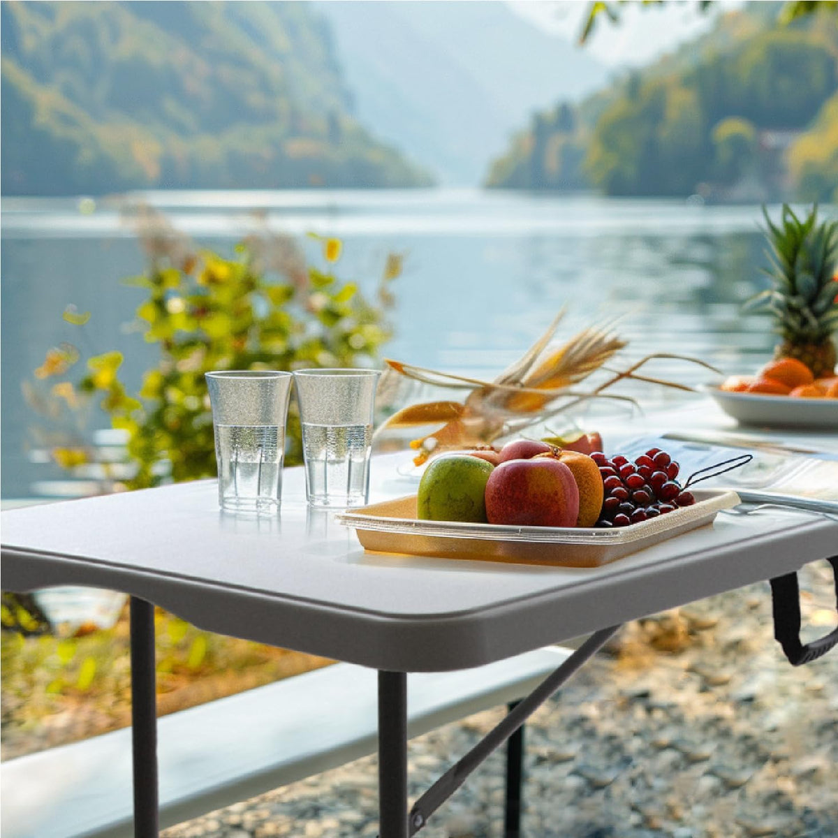 6FT Folding Picnic Table with Tablecloth S8740