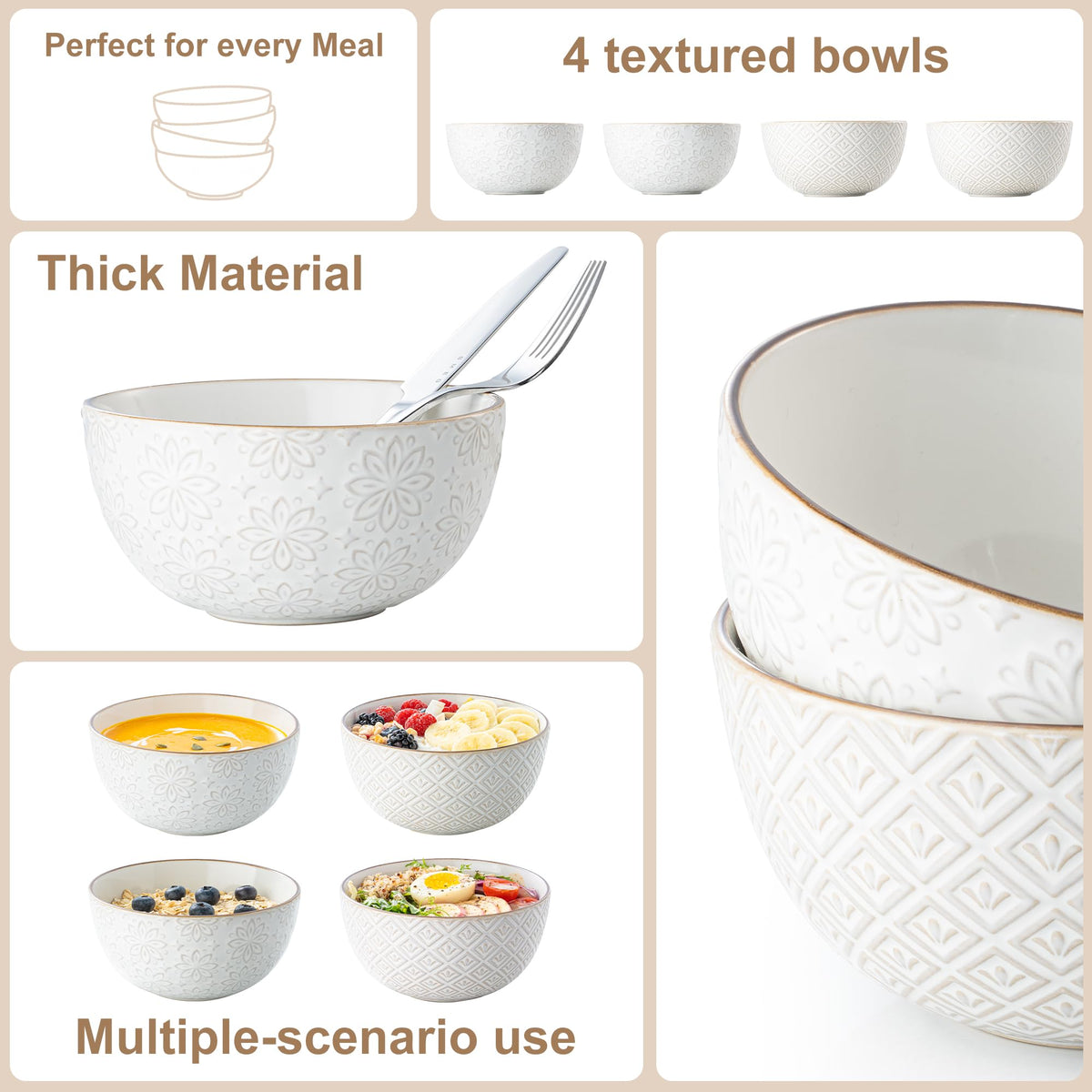 26 oz Ceramic Soup Bowls Set of 4 Z66420