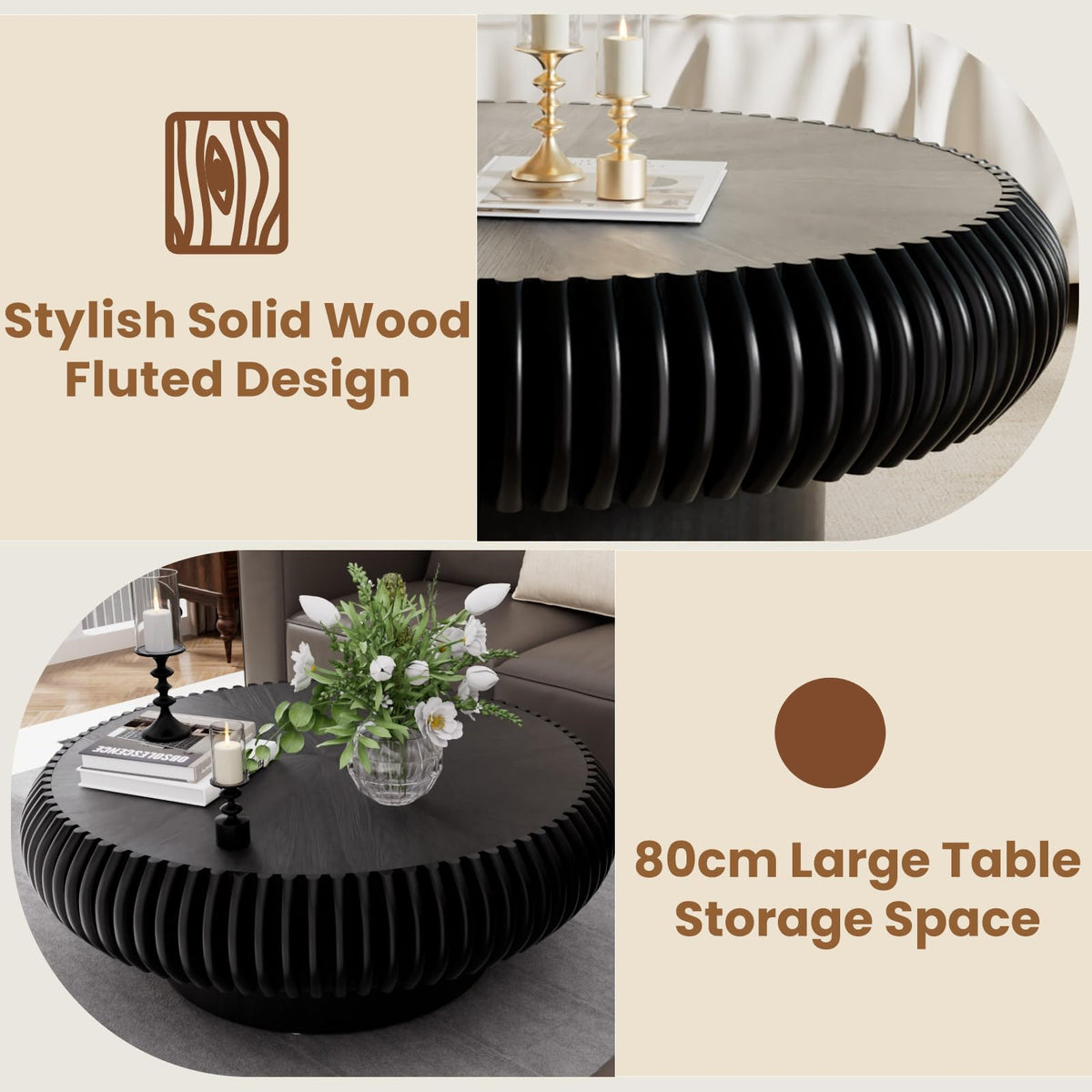 Black Round Coffee Table D3281