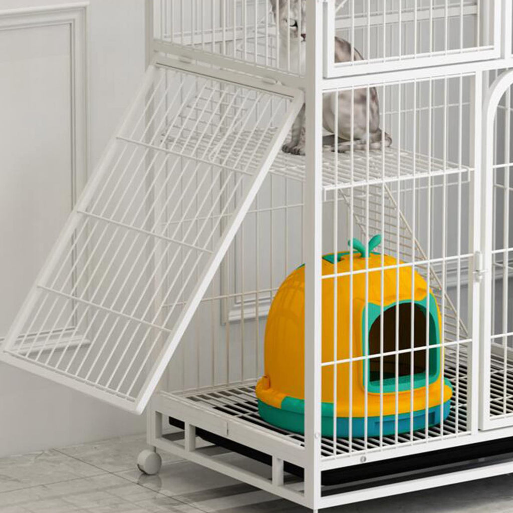 Large 3-Tier Metal Wire Cat Cage with Hammock and Casters C952