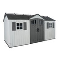 15x8 Ft Gray Resin Outdoor Storage Shed with Lockable Doors D3334
