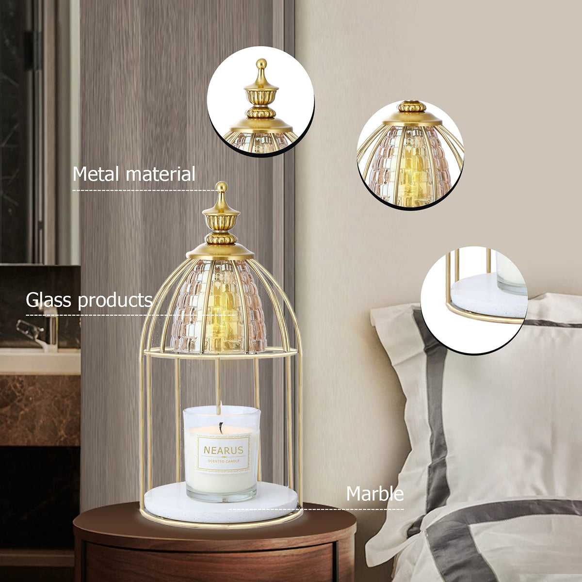 Candle Warmer Lamp with Marble Base and Timer H685