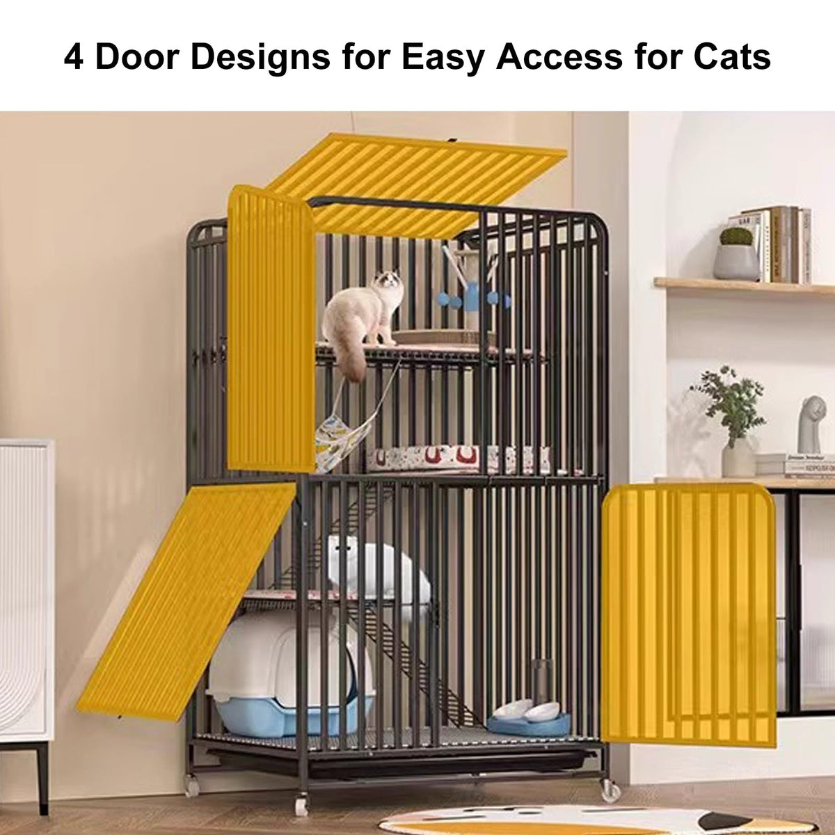 4 Tier Cat Cage with Litter Box and Wheel R837229