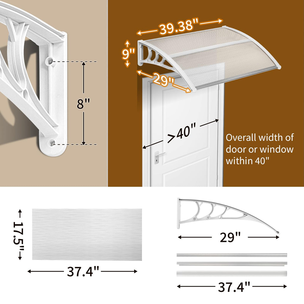 39"x32" PVC Window Awning Canopy M981