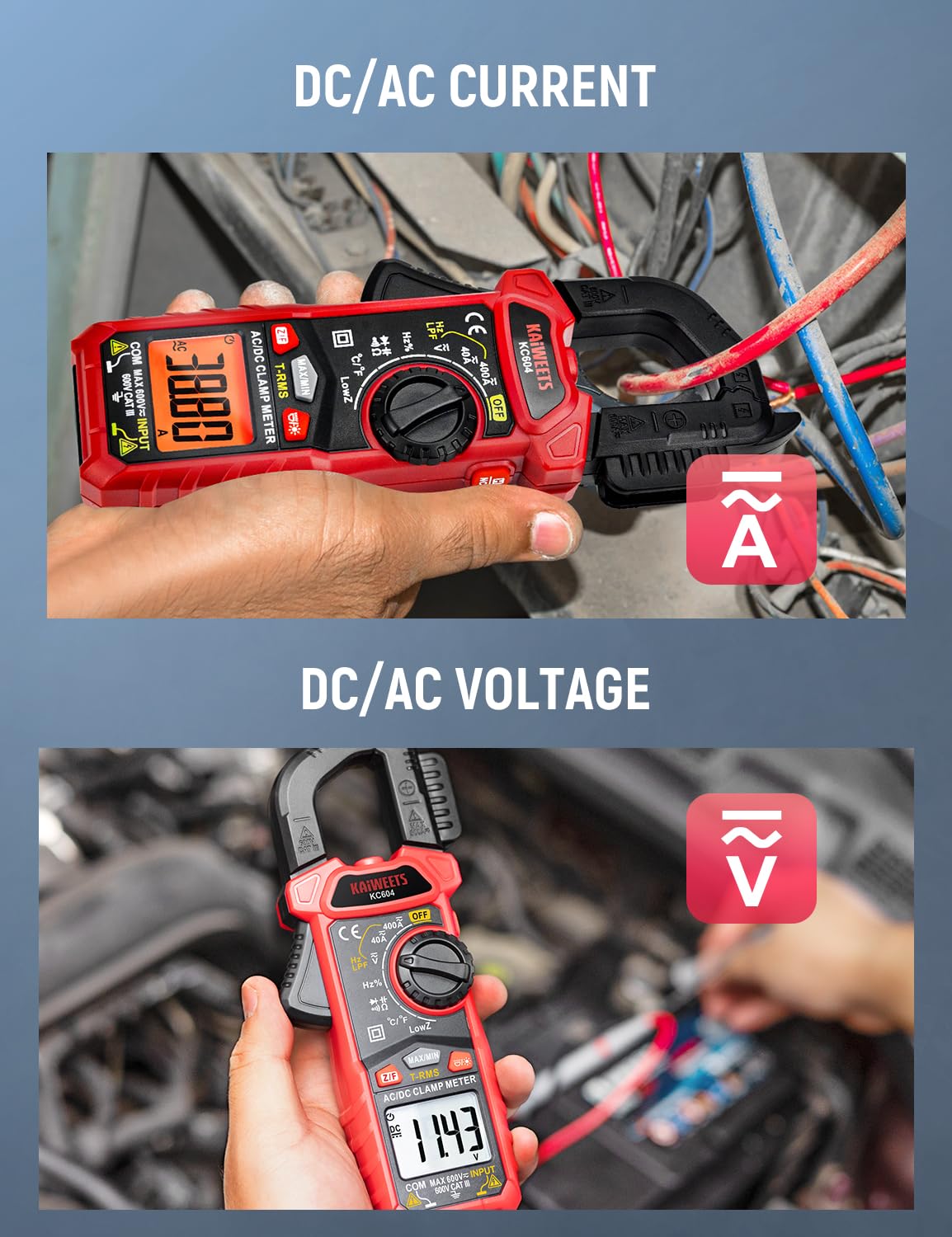 Digital Clamp Meter Multimeter with D-Shaped Jaw F37355