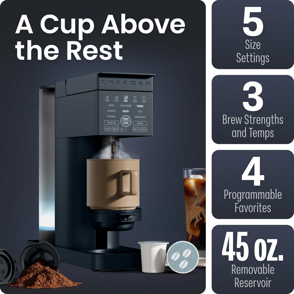 Single Serve Coffee Maker with Brew Strength Settings, 45 oz Removable Water Reservoir T767965