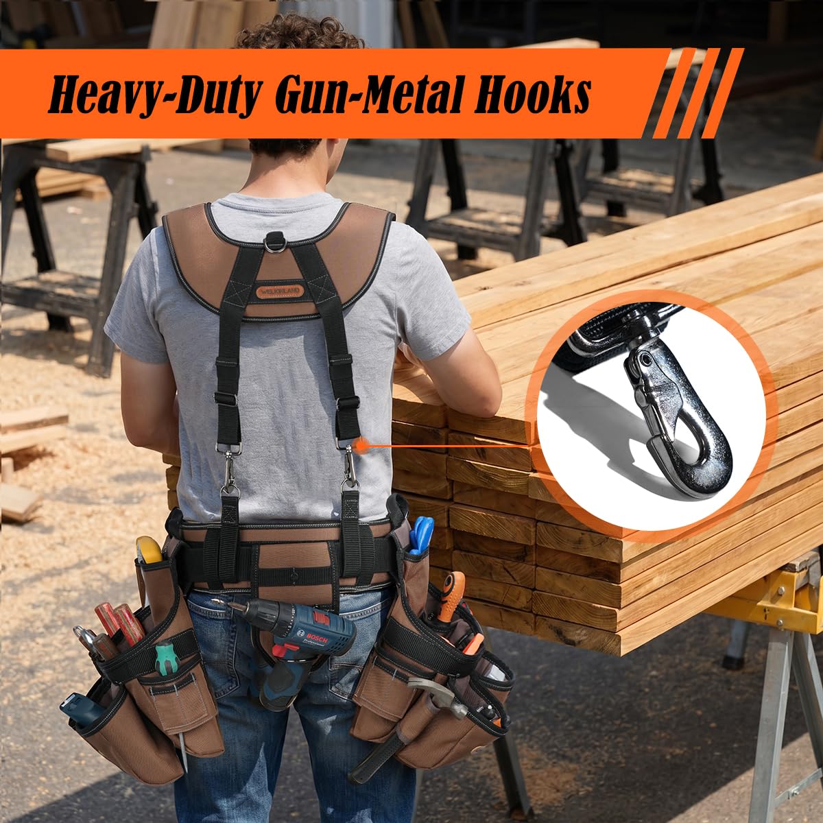 39-Pocket Heavy-Duty Tool Belt With Suspenders Q18831