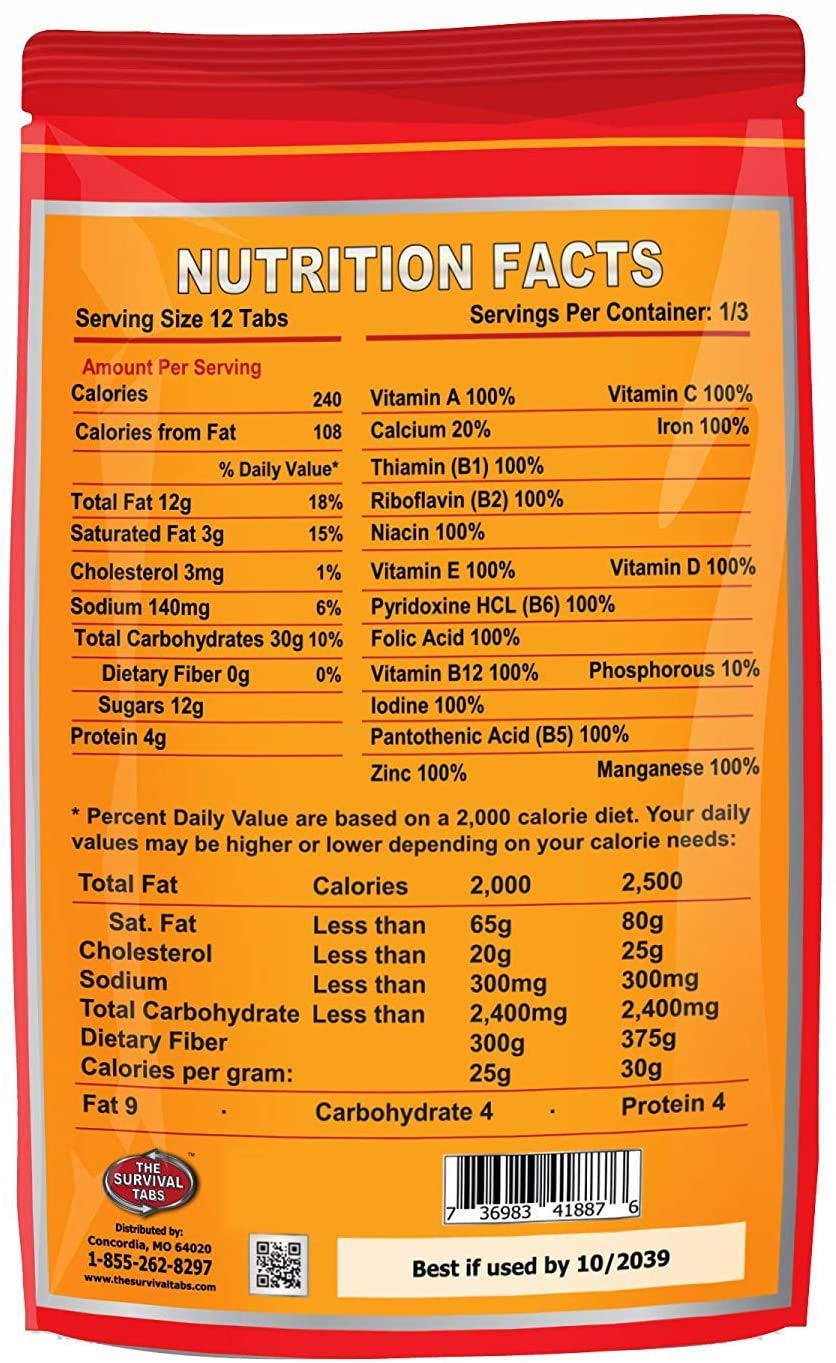 Survival Tabs 10-Day Vanilla Malt Fortified L6902
