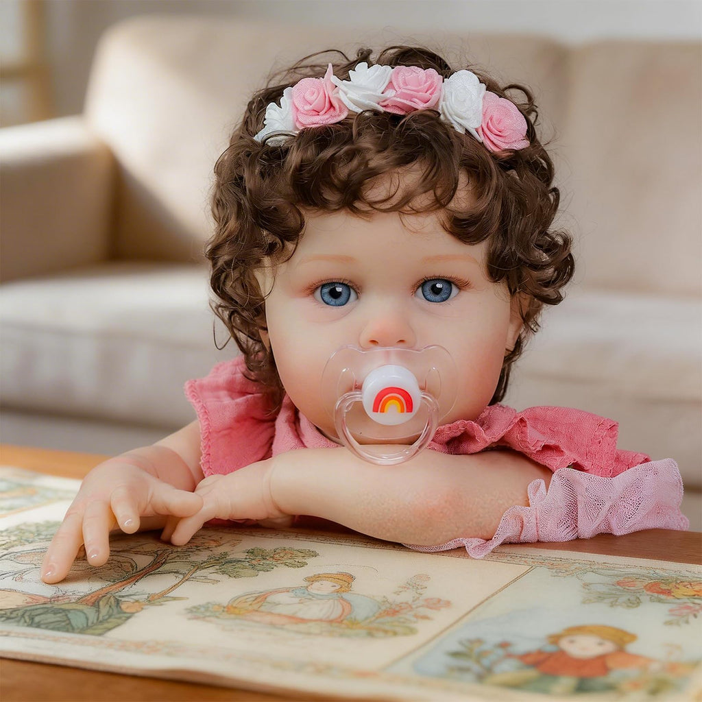 20 Inch Reborn Baby Dolls Girl with Curly Rooted Hair A305