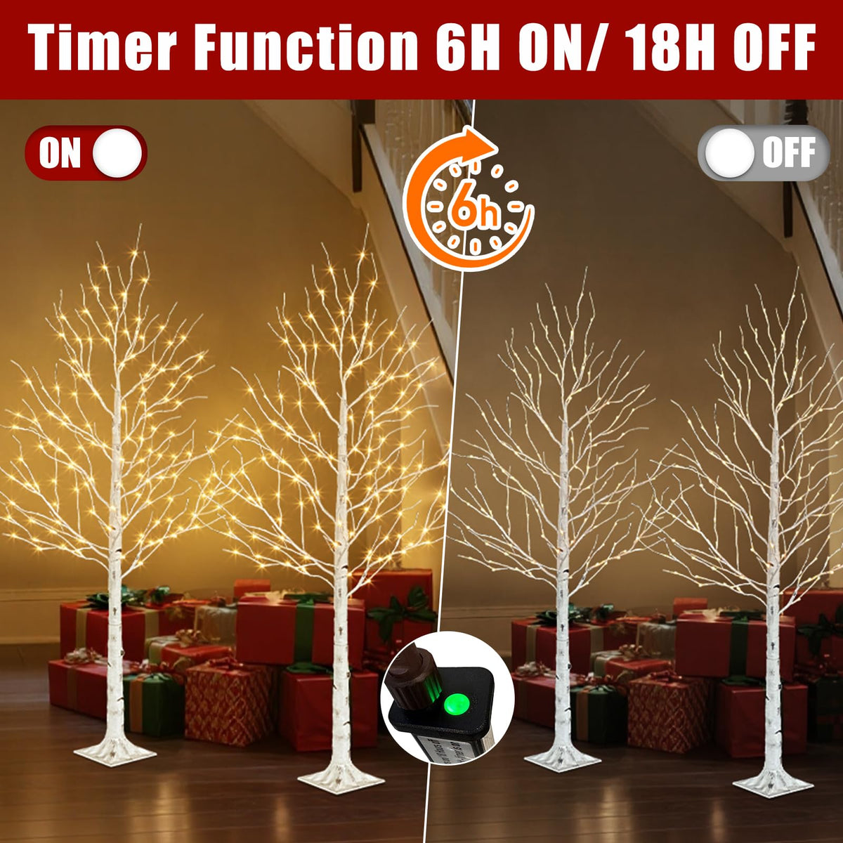 6ft Lighted Birch Tree E531