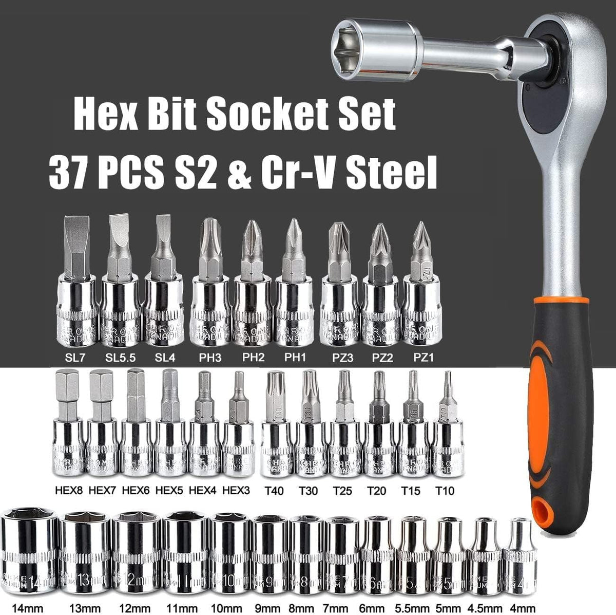 1/4 in. Drive Ratchet Socket Wrench Set J364