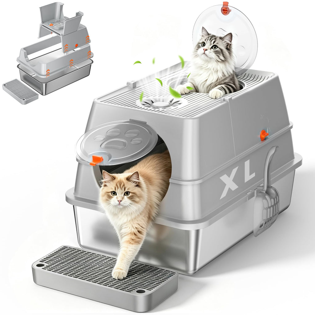 XL Stainless Steel Litter Box with Lid M200064
