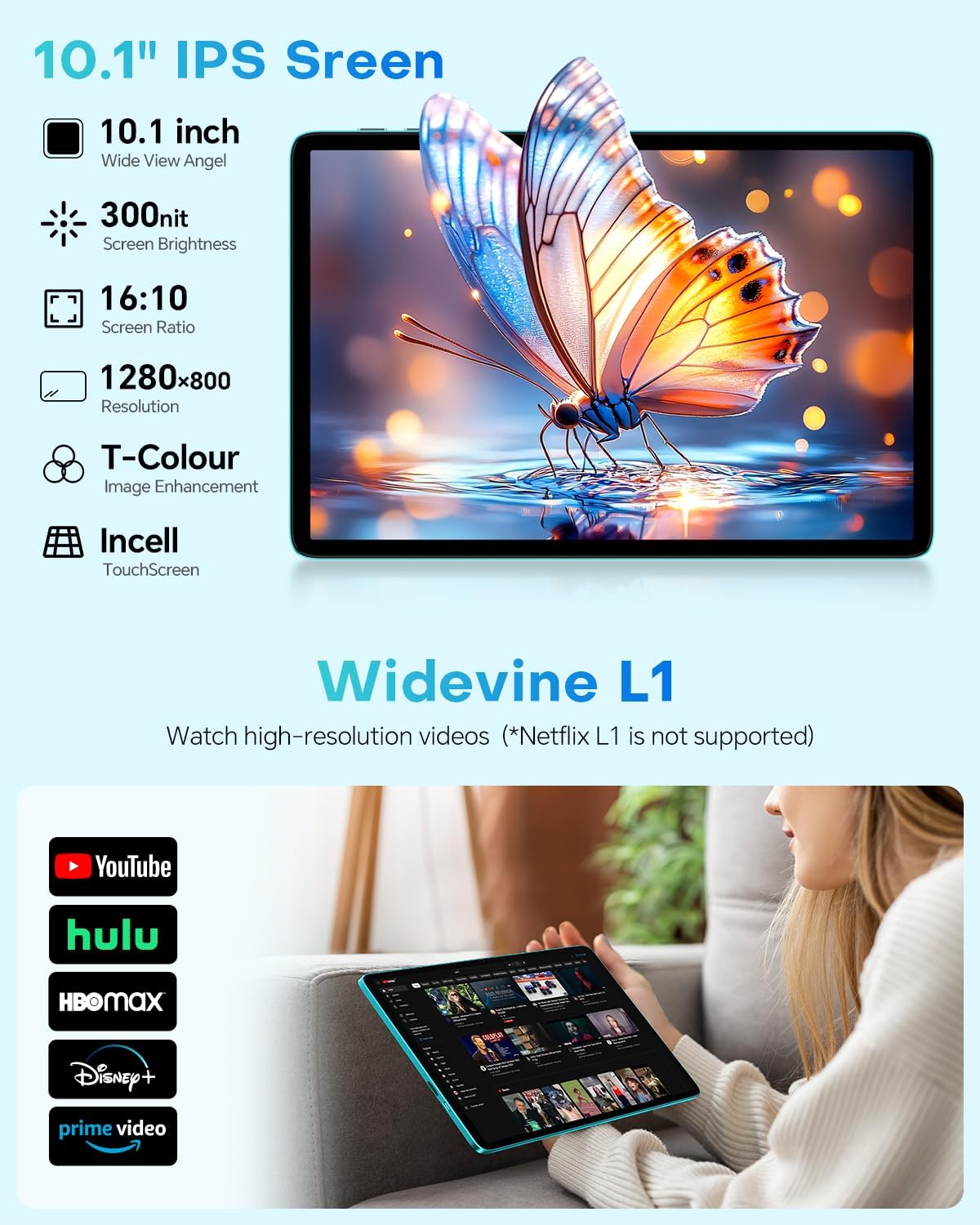 10.1" Android 2-in-1 Tablet Bundle with Keyboard Mouse Case H1207