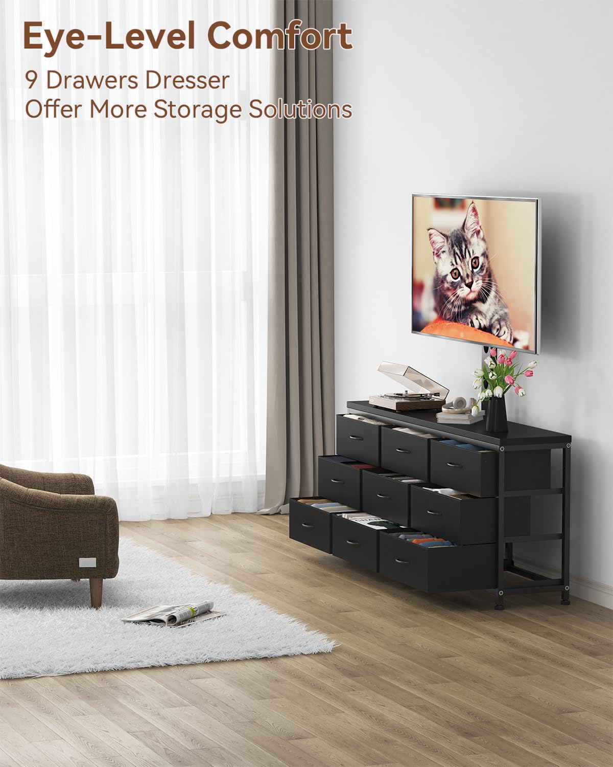 TV Stand with Mount and 9 Fabric Drawers L111539