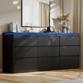 Black 9 Drawer Dresser with LED Lights A137263
