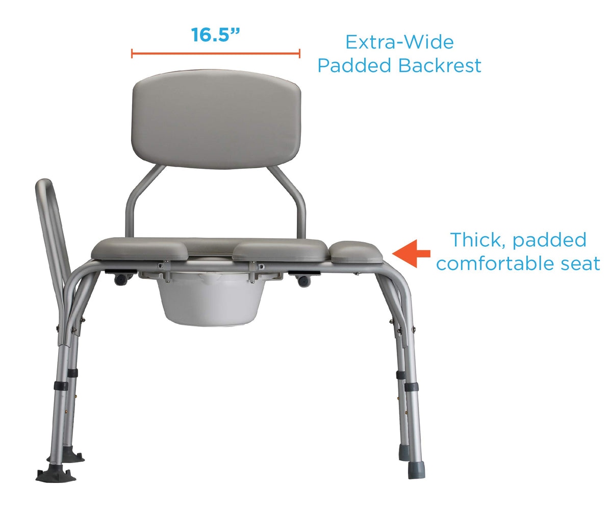 Padded Transfer Bench with Commode, Adjustable Aluminum Y69108