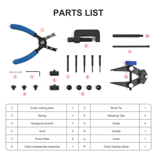 21 PCS Rivet and Roller Chain Link Removal Tool Kit I6723