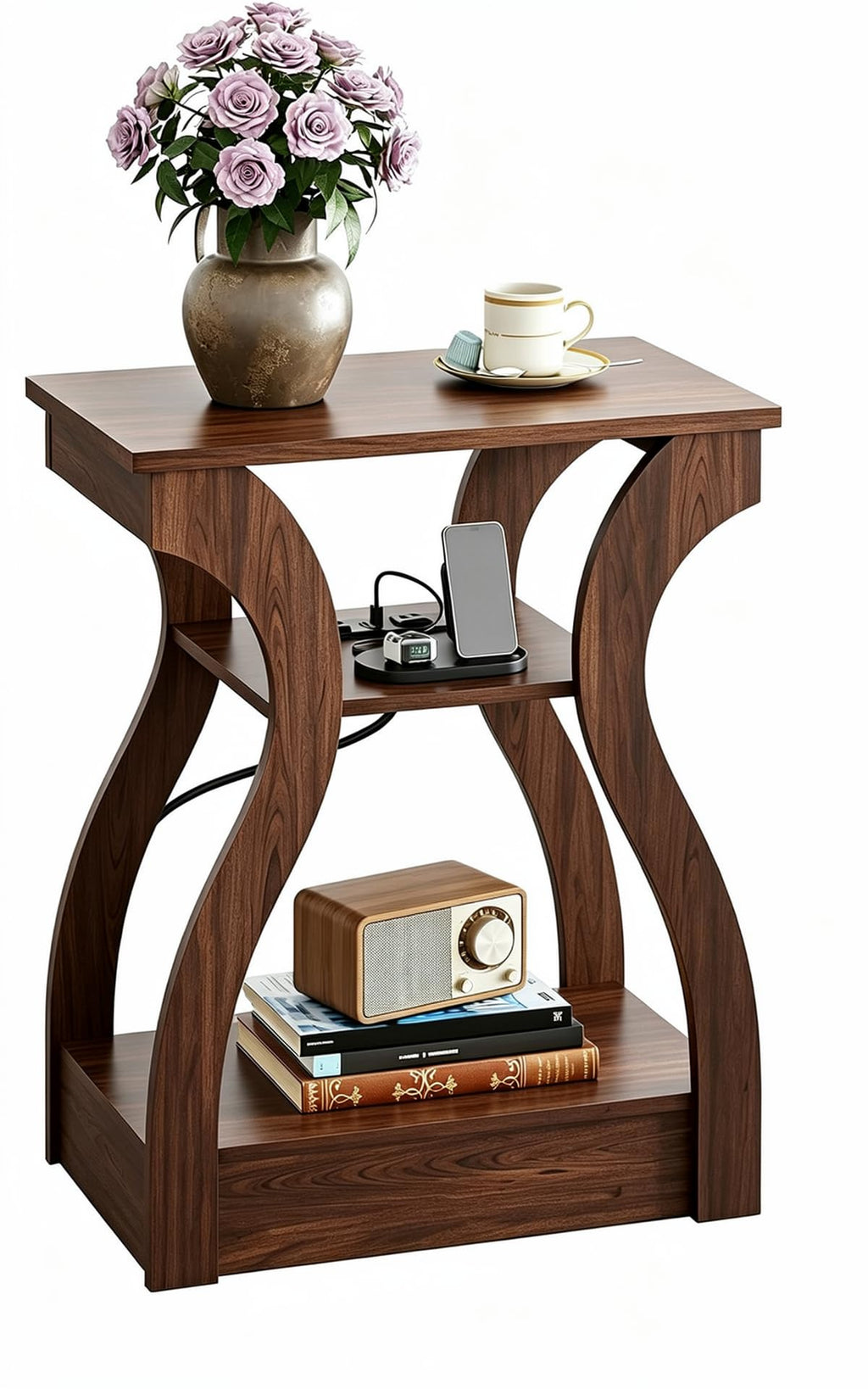 Brown End Tables Set of 2 with Charging Station K908426