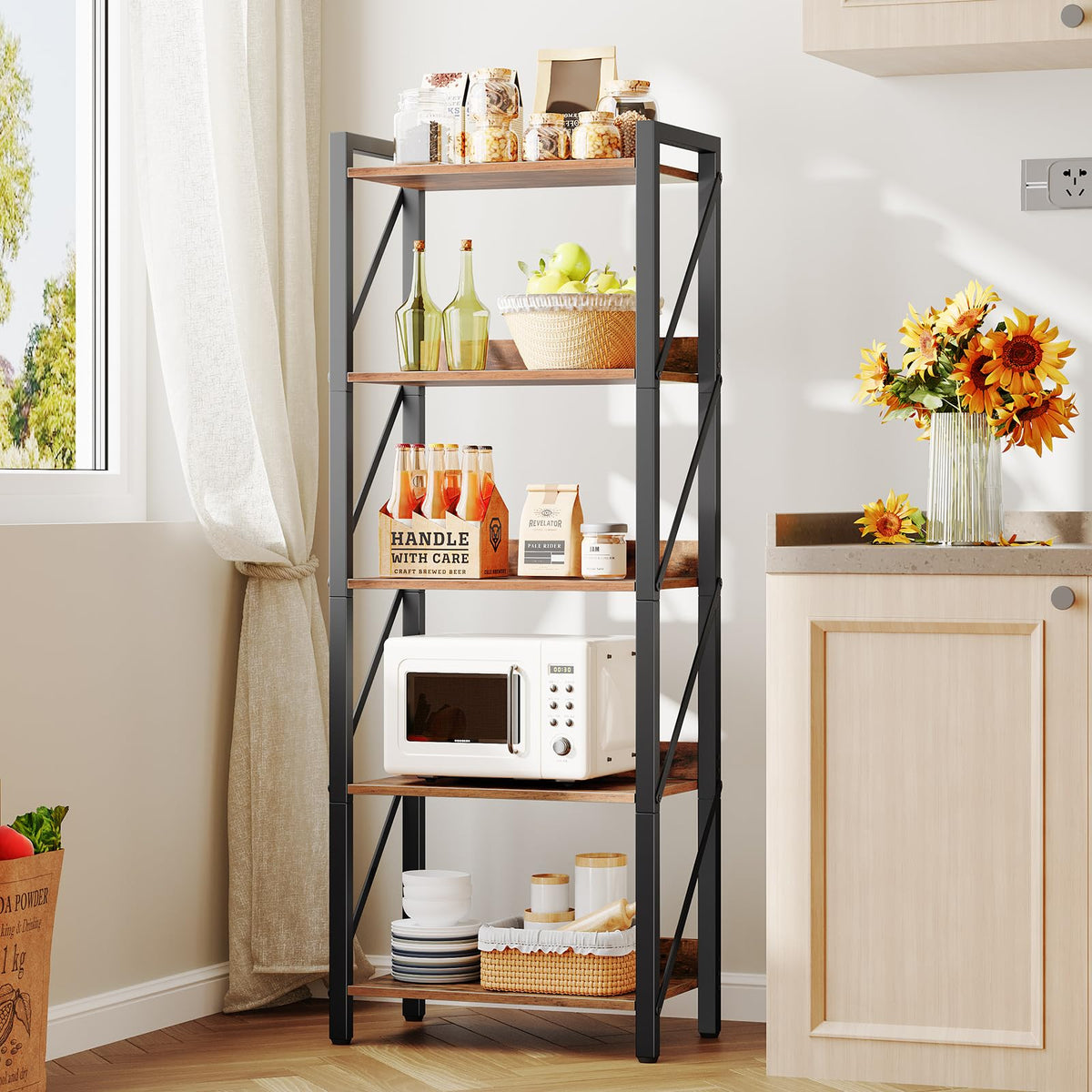 5-Tier Industrial Bookshelf with Metal Frame L41223