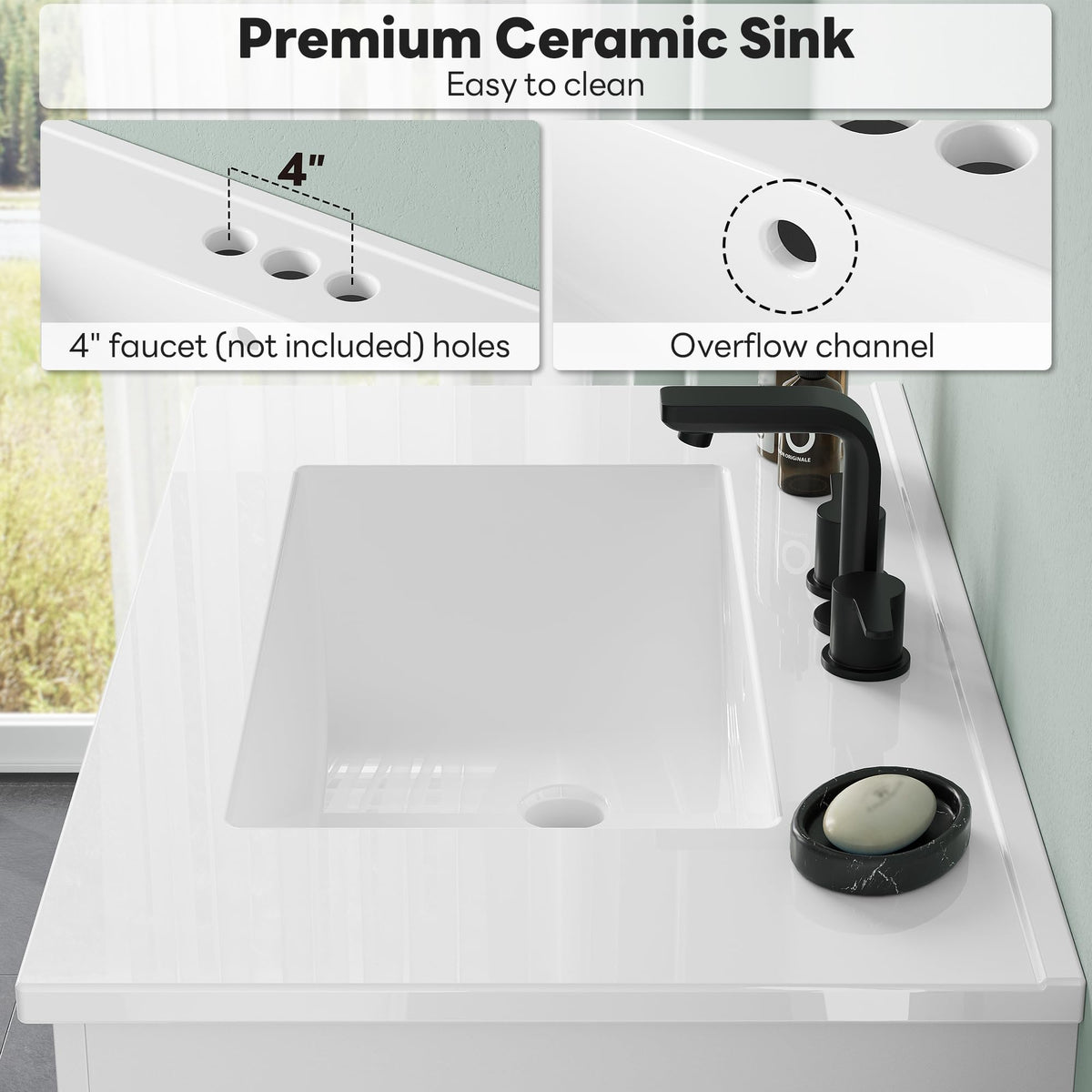 30" White Bathroom Vanity with Sink B450