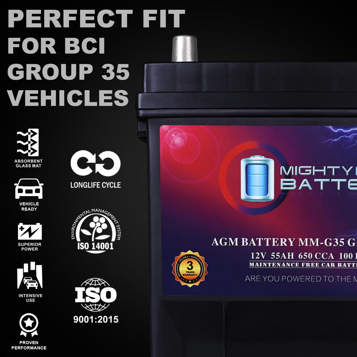 12V 55Ah AGM Replacement Battery N22856