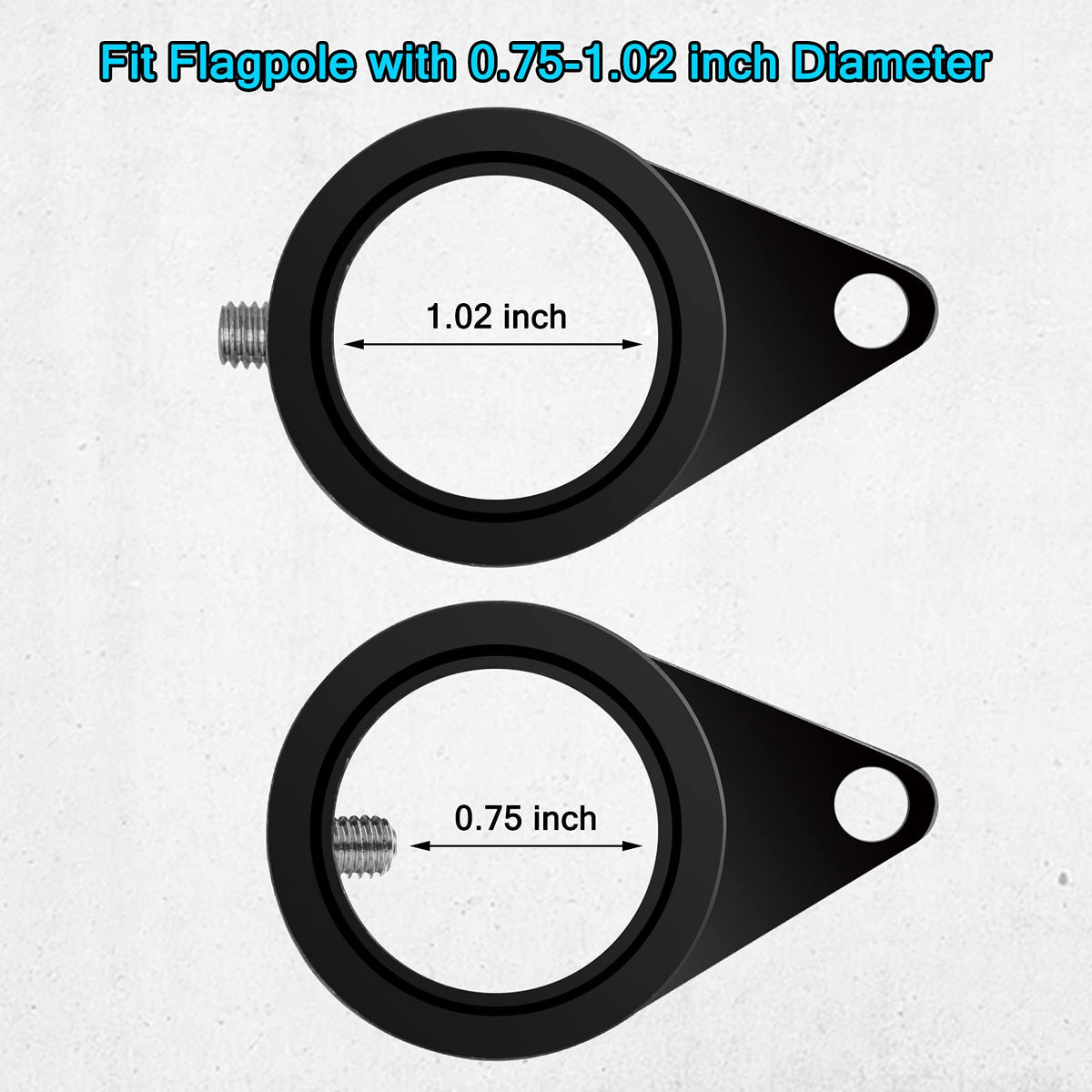 Aluminum Alloy 360° Rotating Flag Pole Rings with Carabiner, Pack of 2 F995