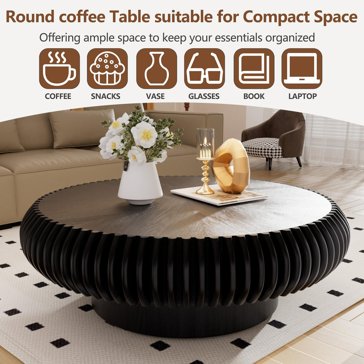 Black Round Coffee Table D3281